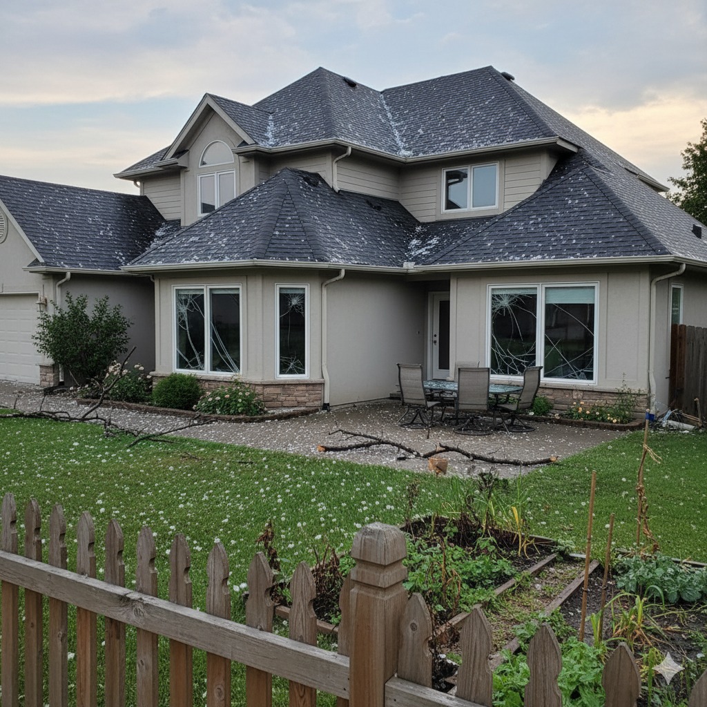House with storm damage, symbolizing home repair